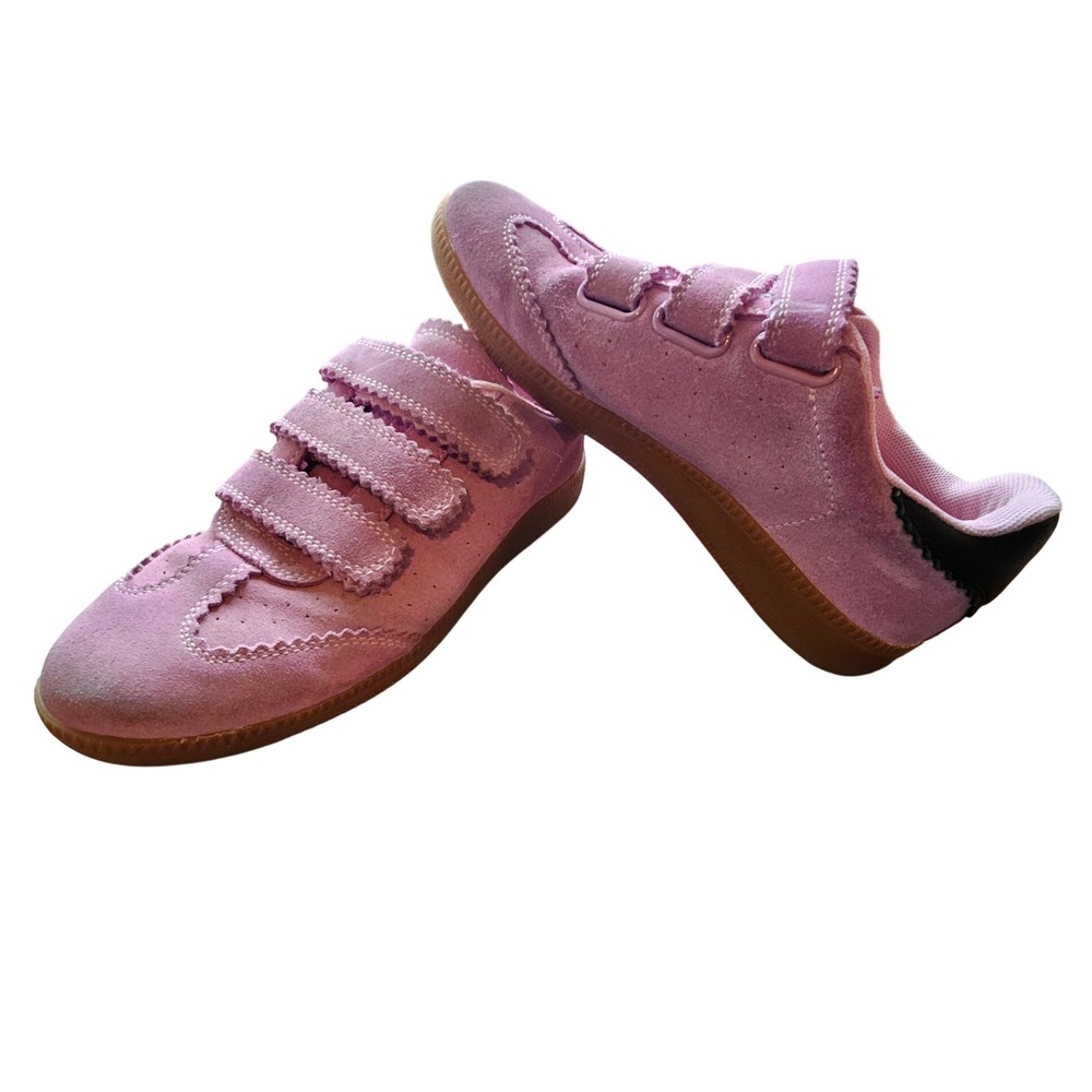 Silent D Seena Pink Suede Anthropologie Velcro Strap Sneakers Womens 5-5.5